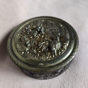 Antique P.N.C.W. Brass Trinket Box with Original Glass Liner - Art Nouveau